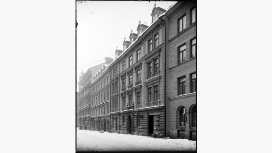Fasad Anno 1914 vintertid. Källa/upphov: okänd.